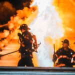 Firefighters battling fire
